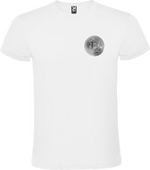 Wit t-shirt met klein 'BitCoin print' in Grijze tinten size L