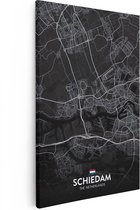 Artaza - Peinture sur Canevas - Stadkaart Schiedam en noir - 40x60 - Petit - Photo sur Toile - Impression sur Toile