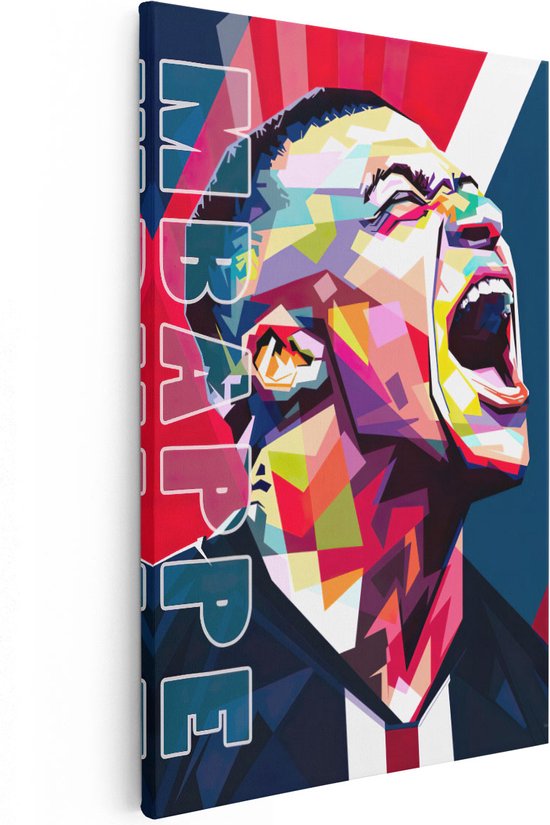 Artaza Canvas Schilderij Kylian Mbappe in Kleur - 20x30 - Klein - Foto Op Canvas - Canvas Print