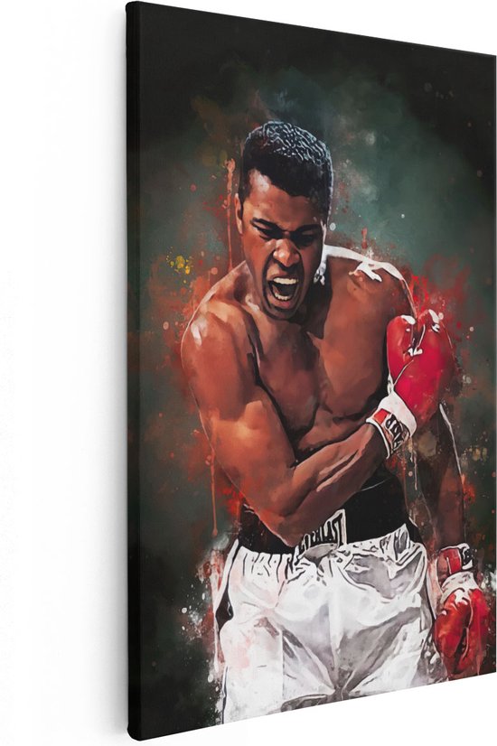 Artaza Canvas Schilderij Bokser Muhammad Ali in Actie - 20x30 - Klein - Foto Op Canvas - Canvas Print