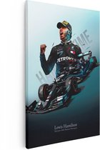 Artaza Canvas Schilderij Lewis Hamilton bij Mercedes F1 - 60x90 - Foto Op Canvas - Wanddecoratie