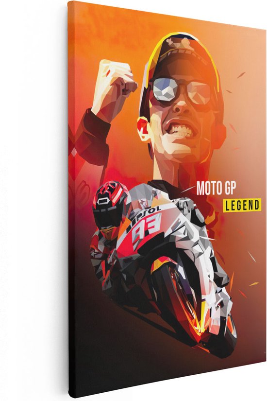 Artaza - Canvas Schilderij - Marc Márquez bij Moto GP - Foto Op Canvas - Canvas Print