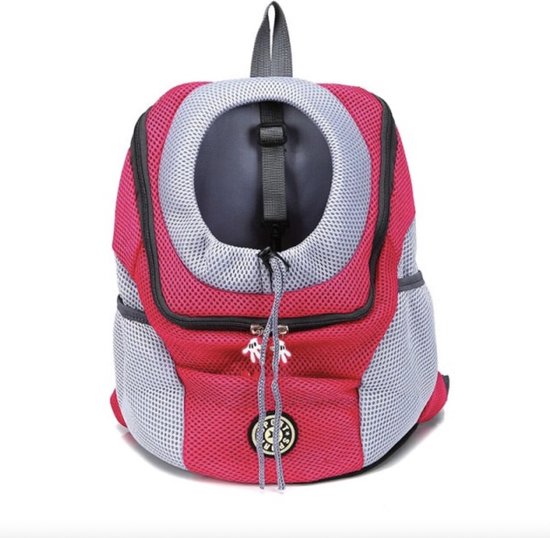 van Dam Exclusive® Hondentas – Ademende en Ventilerende Hondenrugzak – Veilig en Verstelbare honden draagtas – Honden Back Pack - Reistas Hond –  Rood - S