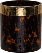 Oneiro’s Luxe Waxinelichthouder  LEOPARD Bruin - Ø 10x11  cm - kaarsenhouders - kaarsenhouder - waxinehouder - decoratie – woonaccessoires – theelichthouder – zwart – goud – zilver