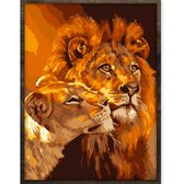 Eagle® Diamond Painting Volwassenen - Leeuwen - 40x30cm - Ronde Steentjes