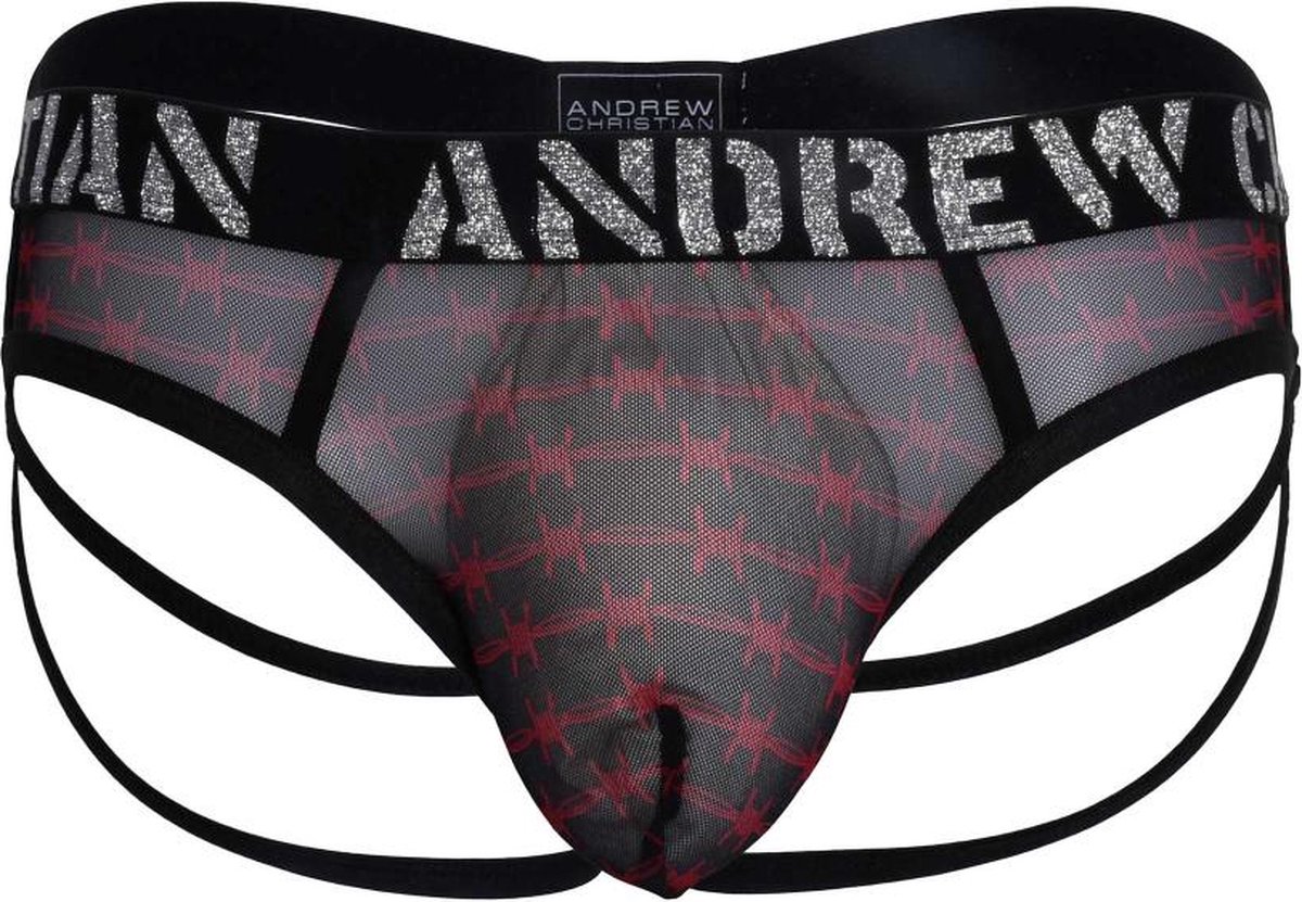 Andrew Christian - Barbed Wire Mesh Strap String - Maat L - Erotische Herenstring - Sexy Mannen ondergoed