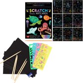 Scratch Art Kinderen Deluxe Set | Meerdere Varianten | Thema: Oceaan: 9 thema kaarten + 20 blanco kaarten + tools | Magic Kras Tekeningen Kraskaarten Krasfolie Kraskaart |  Knutsel