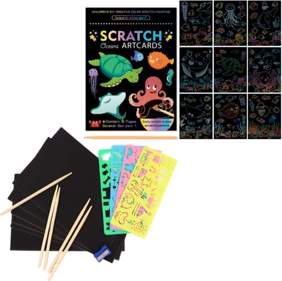 Voorwaardelijk Tot stand brengen opwinding Scratch Art Kinderen Deluxe Set | Meerdere Varianten | Thema: Oceaan: 9  thema kaarten... | bol.com