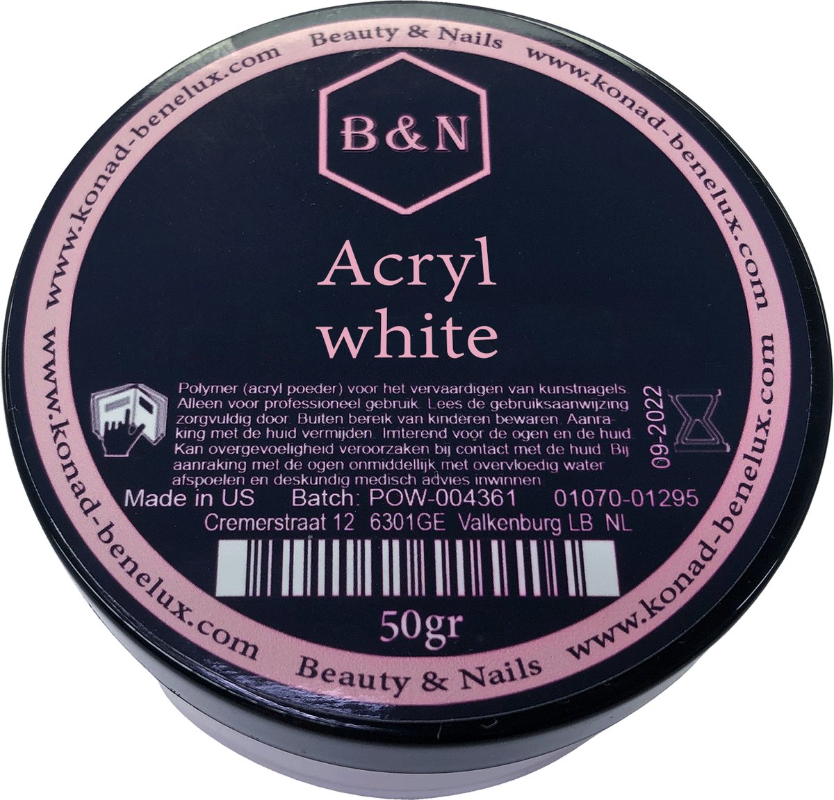 Acryl - white - 50 gr | B&N - acrylpoeder - VEGAN - acrylpoeder