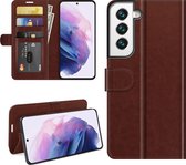 Samsung Galaxy S22 Hoesje - MobyDefend Wallet Book Case (Sluiting Achterkant) - Bruin - GSM Hoesje - Telefoonhoesje Geschikt Voor Samsung Galaxy S22