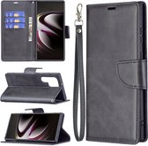 Samsung Galaxy S22 Ultra Hoesje - MobyDefend Wallet Book Case Met Koord - Zwart - GSM Hoesje - Telefoonhoesje Geschikt Voor Samsung Galaxy S22 Ultra