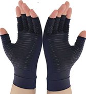 KANGKA® Reuma Compressie Handschoenen - Open vingertoppen voor Bewegingsvrijheid - Verlichting van Artritis en Reumatische Pijn - Zwart - Maat M