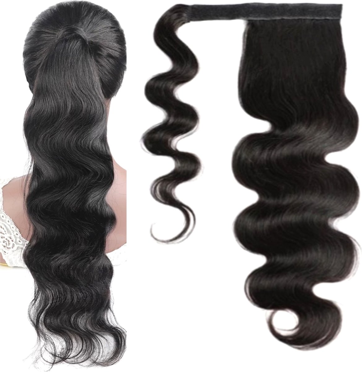 Braziliaanse paardenstaat - 24 inch golf echt haar natuurlijke zwart- extension real human hier.