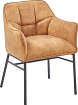 HTfurniture-Taney Dining Chair-Cinnamon Color Microfiber-With Armrests- black legs
