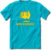 Bier express T-Shirt | Unisex Kleding | Dames - Heren Feest shirt | Drank | Grappig Verjaardag Cadeau tekst | - Blauw - XXL