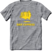 Bier express T-Shirt | Unisex Kleding | Dames - Heren Feest shirt | Drank | Grappig Verjaardag Cadeau tekst | - Donker Grijs - Gemaleerd - 3XL