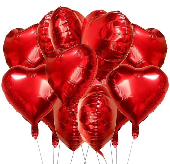 Salilux - Hartjes Ballonnenset - Rood - 10 stuks - Heliumballonnen- Valentijnsdag - Trouwerij - Verloving