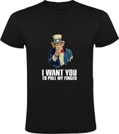 I want you to pull my finger | Heren T-shirt | Zwart | Grapje | Scheetje | Komisch
