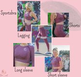 Sportset 5-deling - Legging, Shorts, Crop top long sleeve, Crop top short sleeve & Sporttop - Maat S