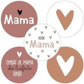 Sluitsticker Groot - Sluitzegel – Happy Mothersday - 5 assorti | Moederdag – Moeder - Voor Mama - Liefste - Hart / Haren / Hartjes - | Verrassen – Surprise | Bedank kaart | Bedankje | Envelop sticker | Cadeau – Gift – Cadeauzakje | Chique inpakken