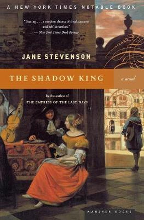 Livre 'The Shadow King' de Jane Stevenson avec une image détaillée d'une scène de théâtre.