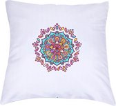 Kussenhoes met Grote Mandala in Paars, Blauw en witte kleuren size XS