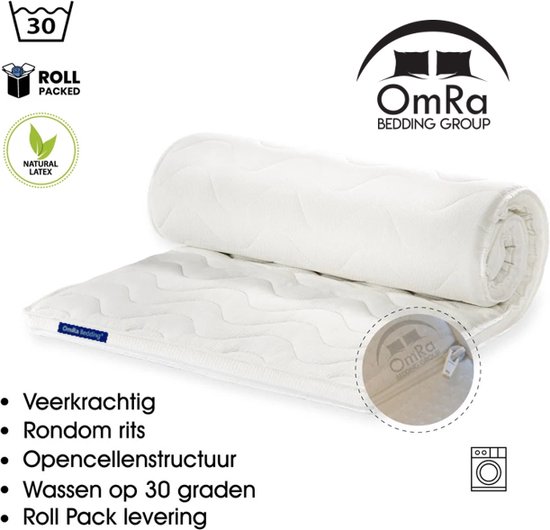 Omra - Topdek matras - 80% natuur latex - Roll pack - 180x200x7 cm | bol.com
