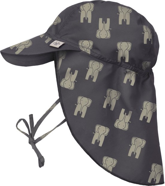 Lässig - UV-Beschermende flaphoedje voor kinderen - Olifant - Dark Grijs - maat S (43-45cm)