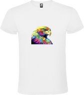 Wit T-shirt met Arend in prachtige kleuren size M