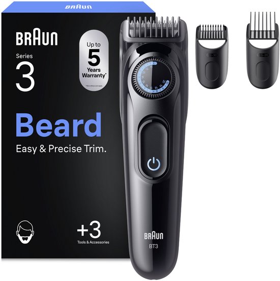 Braun Baardtrimmer Series 3 BT3520 + 3 Tools – Scherp Scheerblad – 40 Lengtes – Zwart