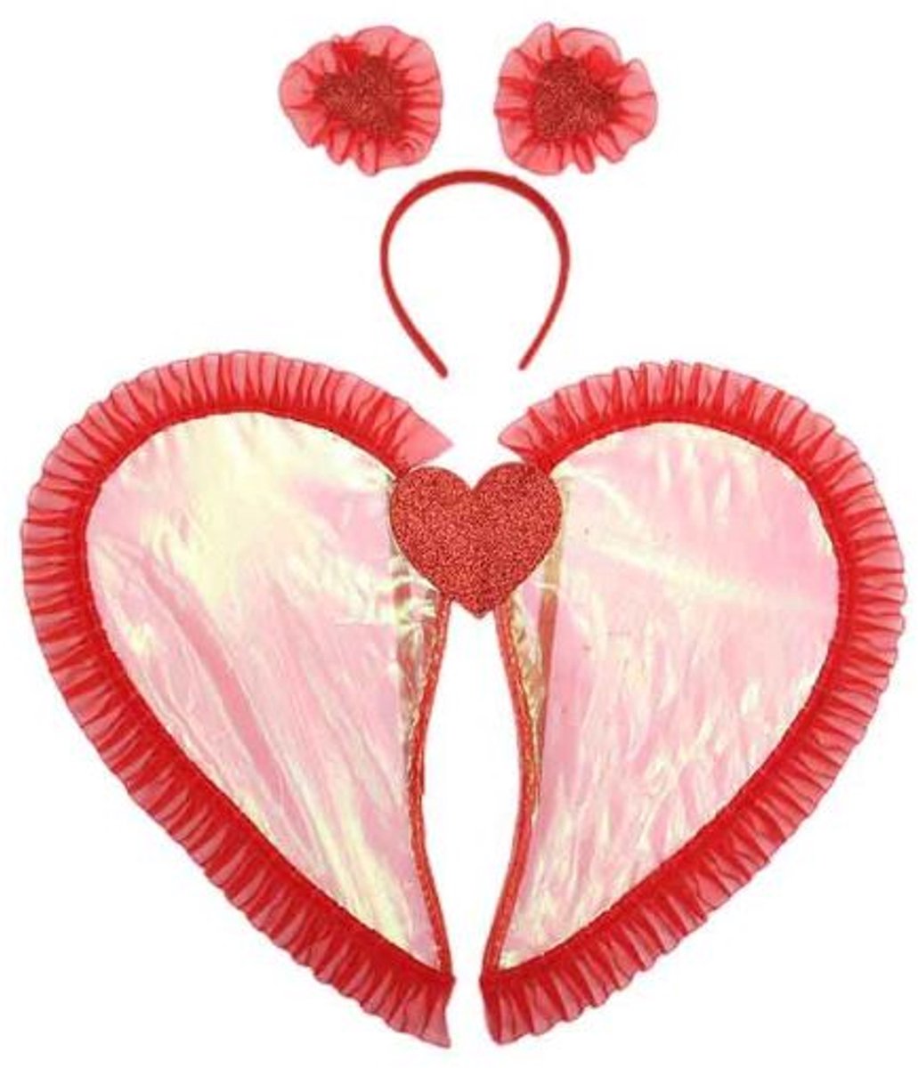 Hart fairy Vleugels - Organza Engelenvleugels - Meisjes Hart Vleugels - Kostuum Vleugels Voor Kerst Halloween Valentijnsdag- Dress Up Verjaardagsfeest - - Cadeau-Rood