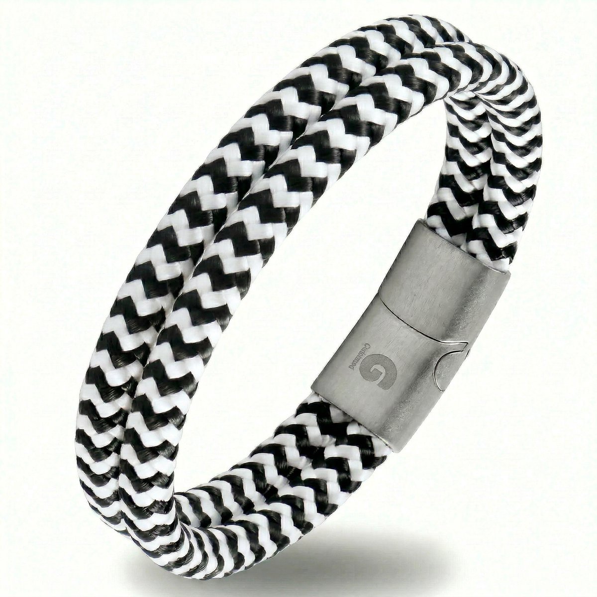 Touw Armband Wit - Zwart - Heren Dames 17,5cm Galeara Design NOA