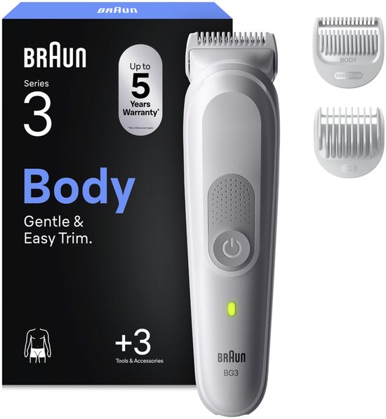 Braun Body Groomer Series 3 BG3530 +3 Verzorgingstools - Verzorgen & Trimmen - Waterdicht - Grijs