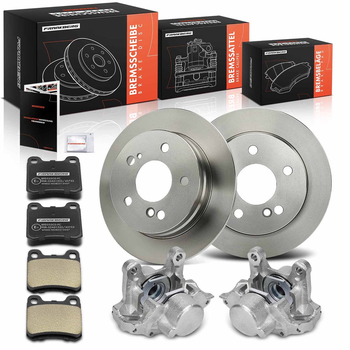 Frankberg 2x Remklauw+2x Remmen+4x Remblokken voor Mercedes-Benz