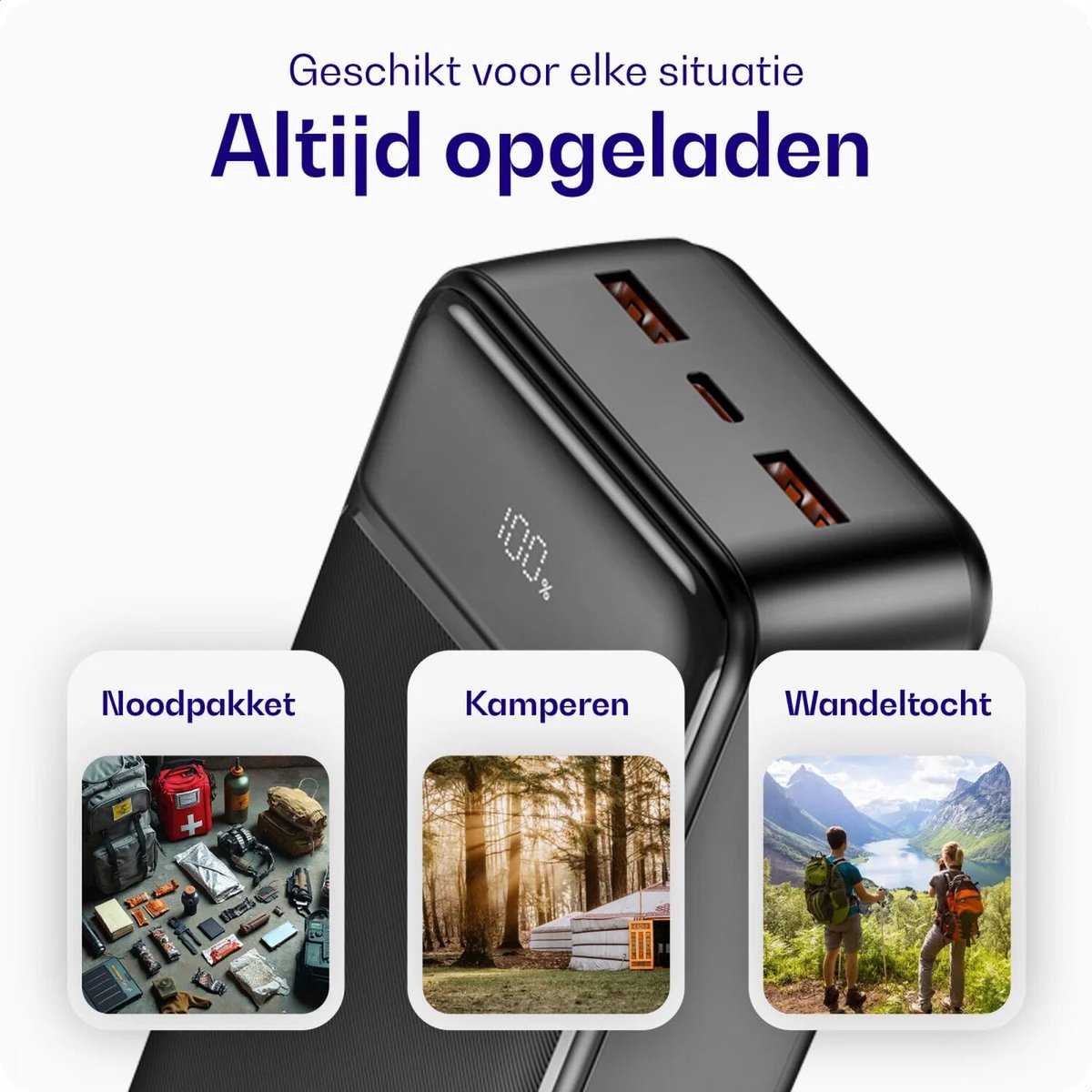 Buddi Boost - 30.000 mAh Powerbank - Reisformaat - LED Display - USB-A - USB-C Snelladen - Noodpakket - Universele Draagbare Oplader voor o.a. Telefoon & Tablet - Zwart – foto 4