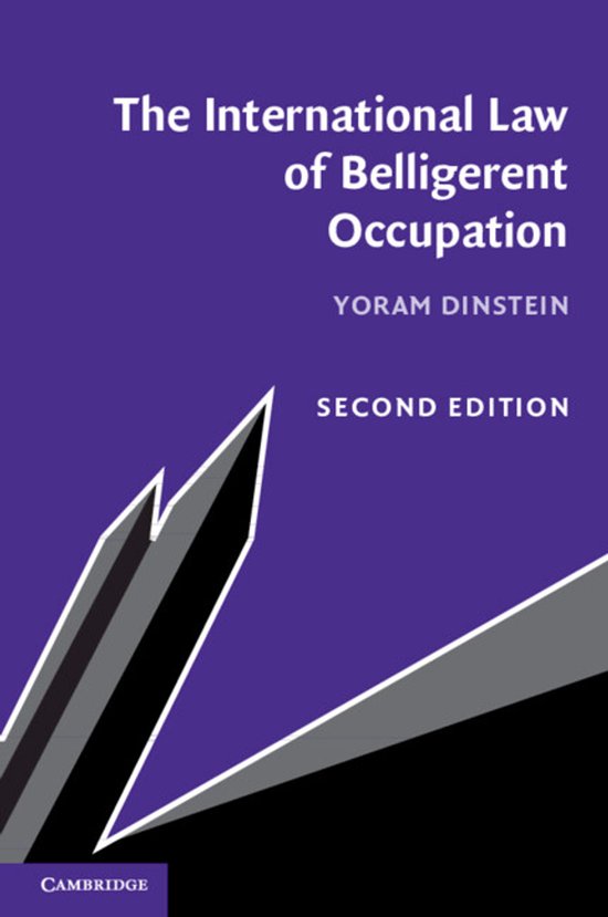 Boek 'The International Law of Belligerent Occupation' in de tweede editie, met een paarse kaft en een grijze, geometrische illustratie.