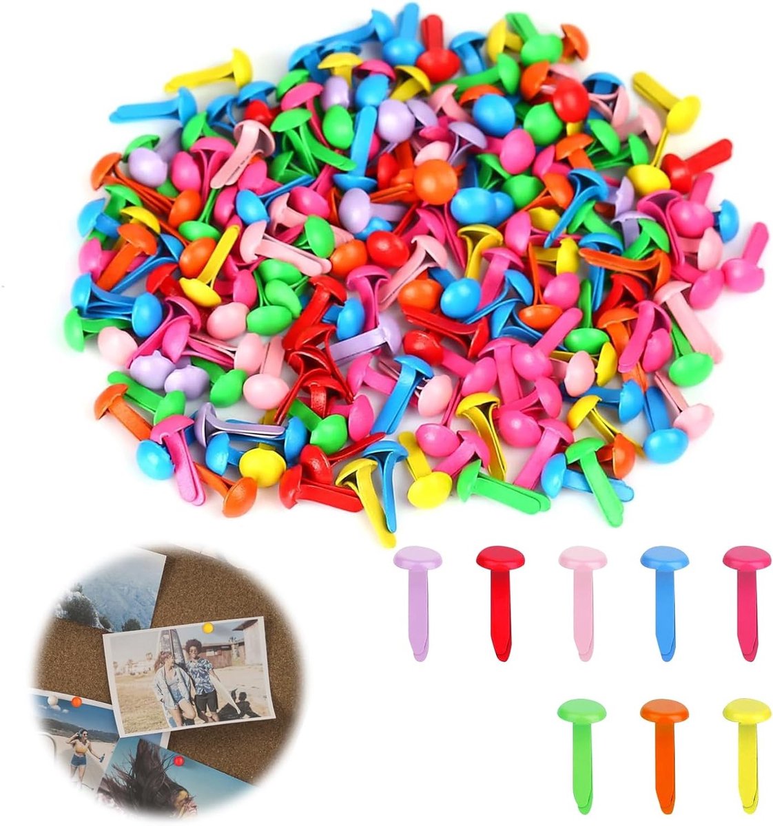 200 Stuks Patroon Bag Clips, Multicolor Mini Ronde Clips voor Papierknutselen, School en Kantoor, Ideaal voor DIY Projecten en Creatieve Klussen