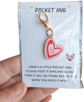 Pendentif porte-bonheur cœur - rose - Pocket Hug - lucky charm - chance - cœur sur la ceinture - petit cadeau - jeu de dés