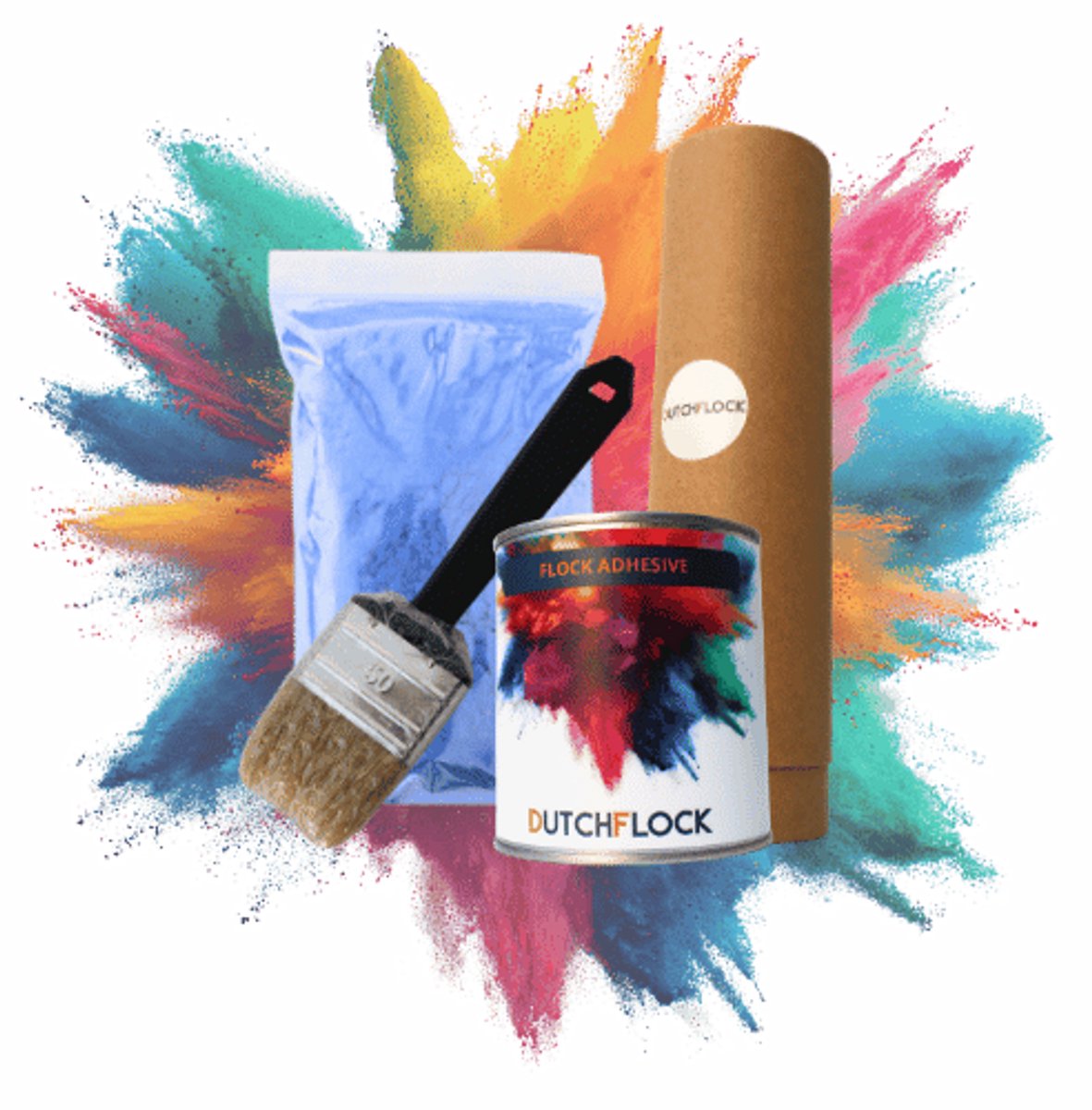 Flocking Kit Blauw Large | 400gr. flocking poeder - 500ml flock lijm - applicator - kwast