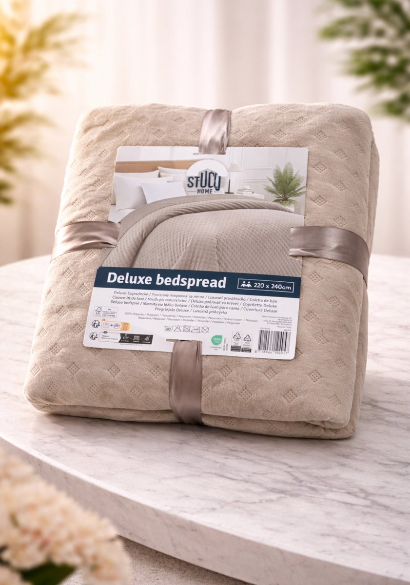 Deluxe bedsprei -220x240cm - Beige