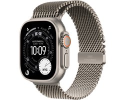 Apple Watch Ultra 3 Cellular 49mm Natural Titanium Case with Natural Titanium Milanese Loop - Large
