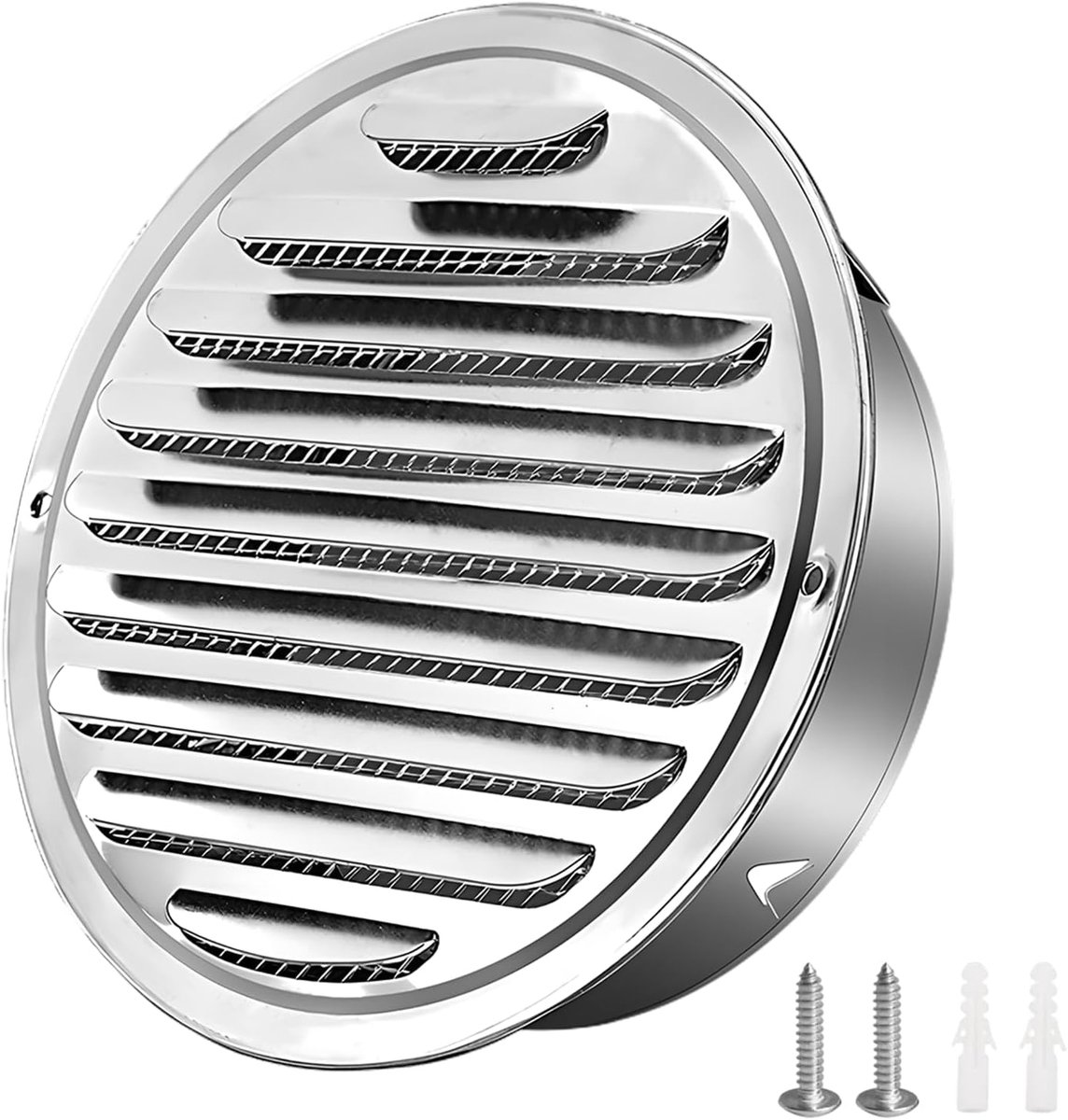 Ventilation Grille - 100 mm - Ronde Roestvrijstalen Ventilatieopening - Weerbestendige Ventilatierooster met Insectenbescherming voor Garage - Keuken - Kast