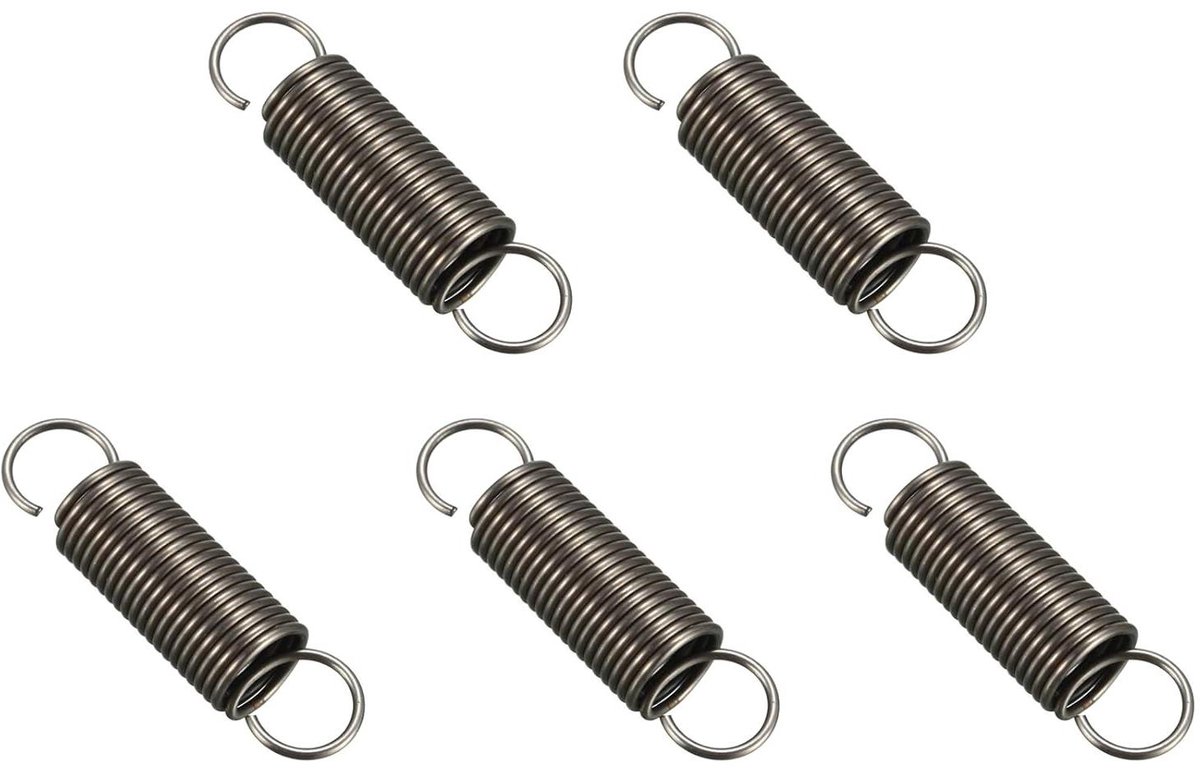 Trekveren - Verlengveren Spiraalveren - Industriële Machines - Dubbele Haken - 40 mm lengte - Zwart