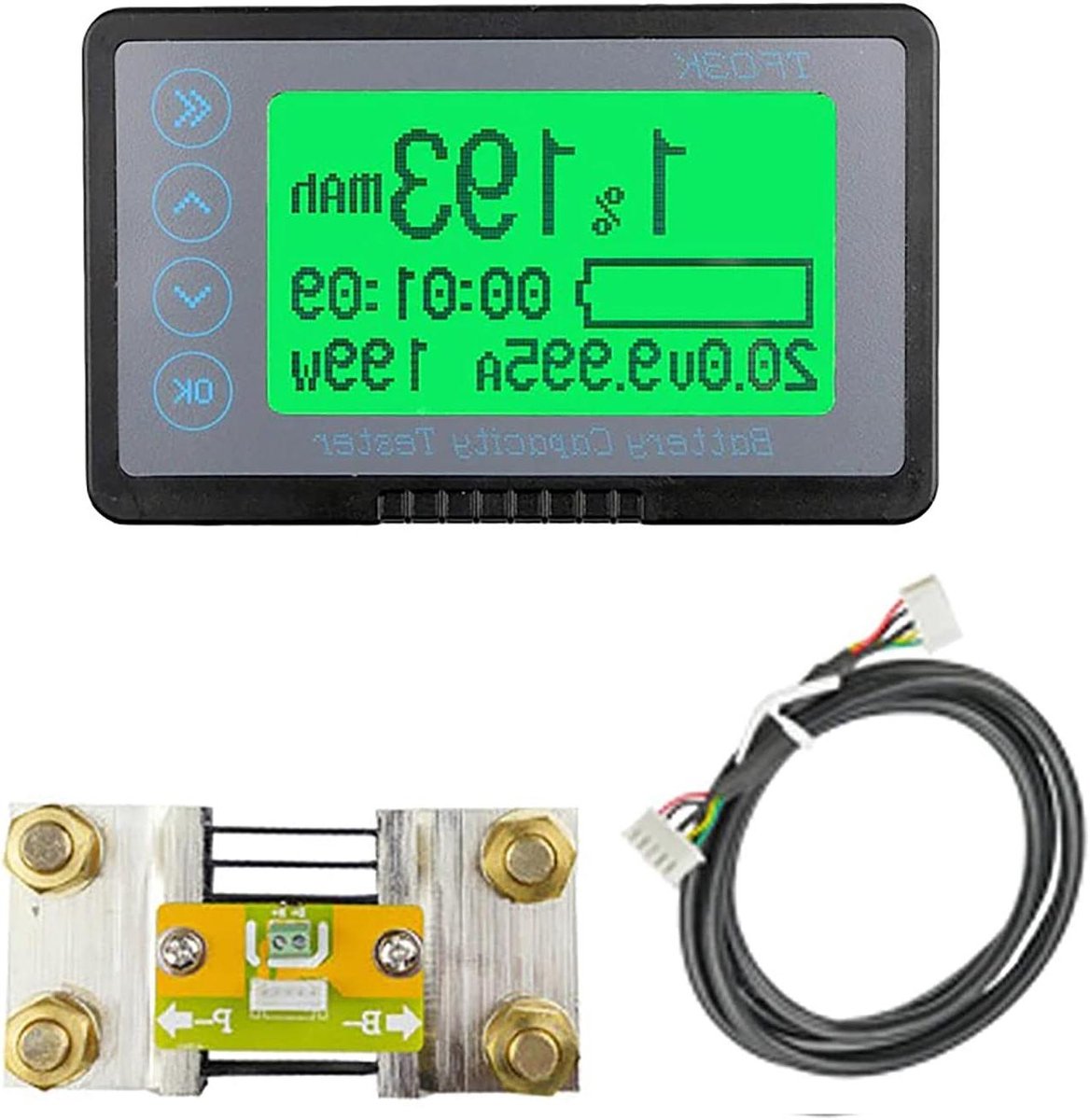 Batterijmonitor - Coulomb-teller Indicator - Batterij Capaciteit Meten - LCD Display Alarmfunctie - 10 x 6 x 1.8 cm - Zwart