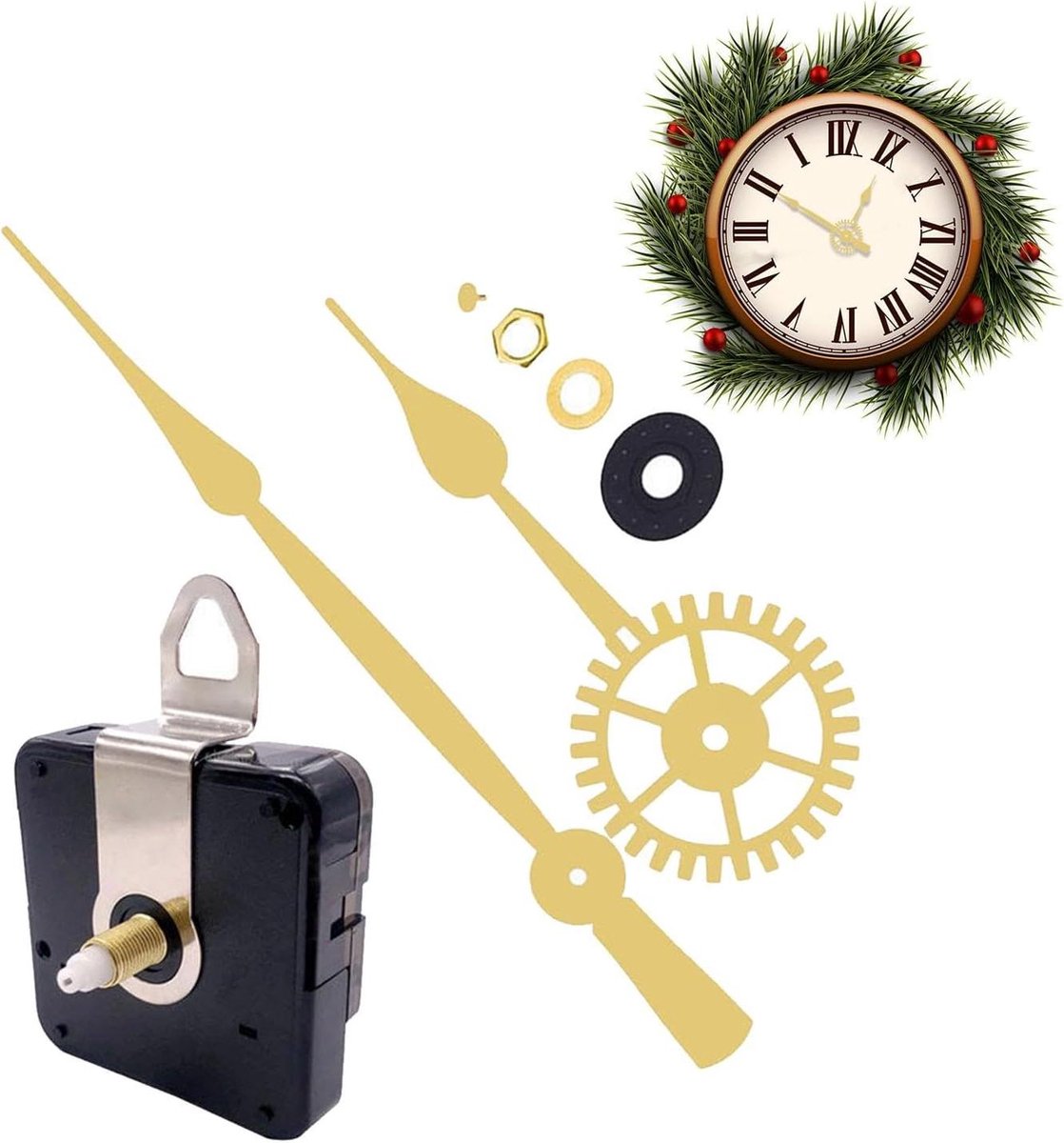 Klok Uurwerk Kit - Klok Onderdelen - Klok Repareren - Hoge Koppel Motor - 200 mm Wijzer - Goud
