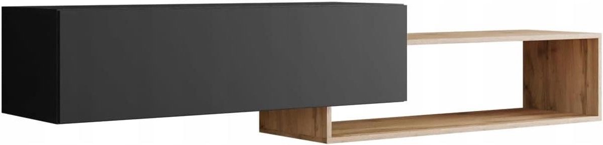 Dressoir TV Meubel - Kast Opbergkast - Woonkamer Entertainment - Flexibel Ophangen Vloer - 210x35x48 cm - Zwart Eiken