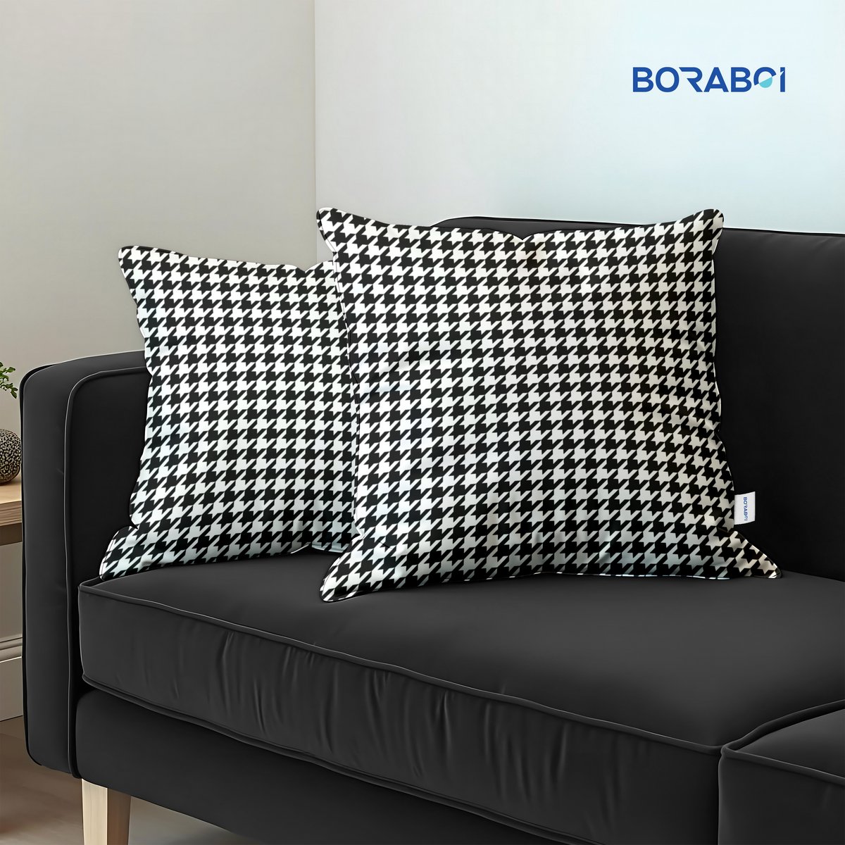 Boraboi® Luxe Decoratieve Kussenhoezen set van 2 , Zachte Suède Touch 40x40cm -(Zwart,Wit)