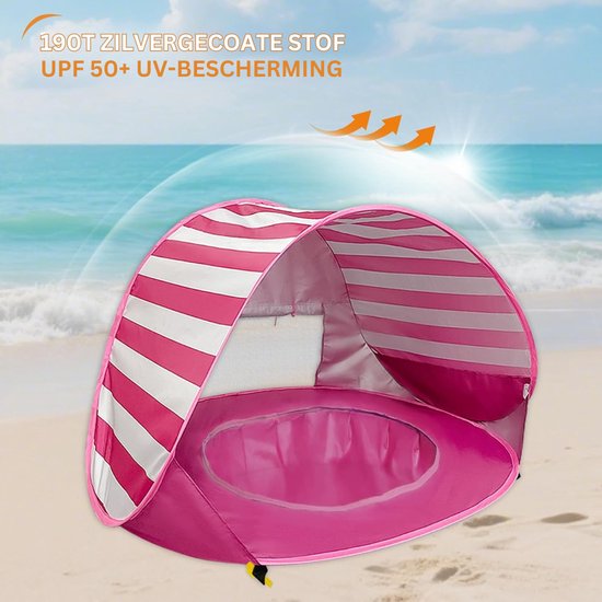 Strandtent UV Bescherming - Strandtent Baby Pop Up - Strandtentje Extra Licht - Strandschelp - Strand Tent –Roze van Merkloos — afbeelding 5