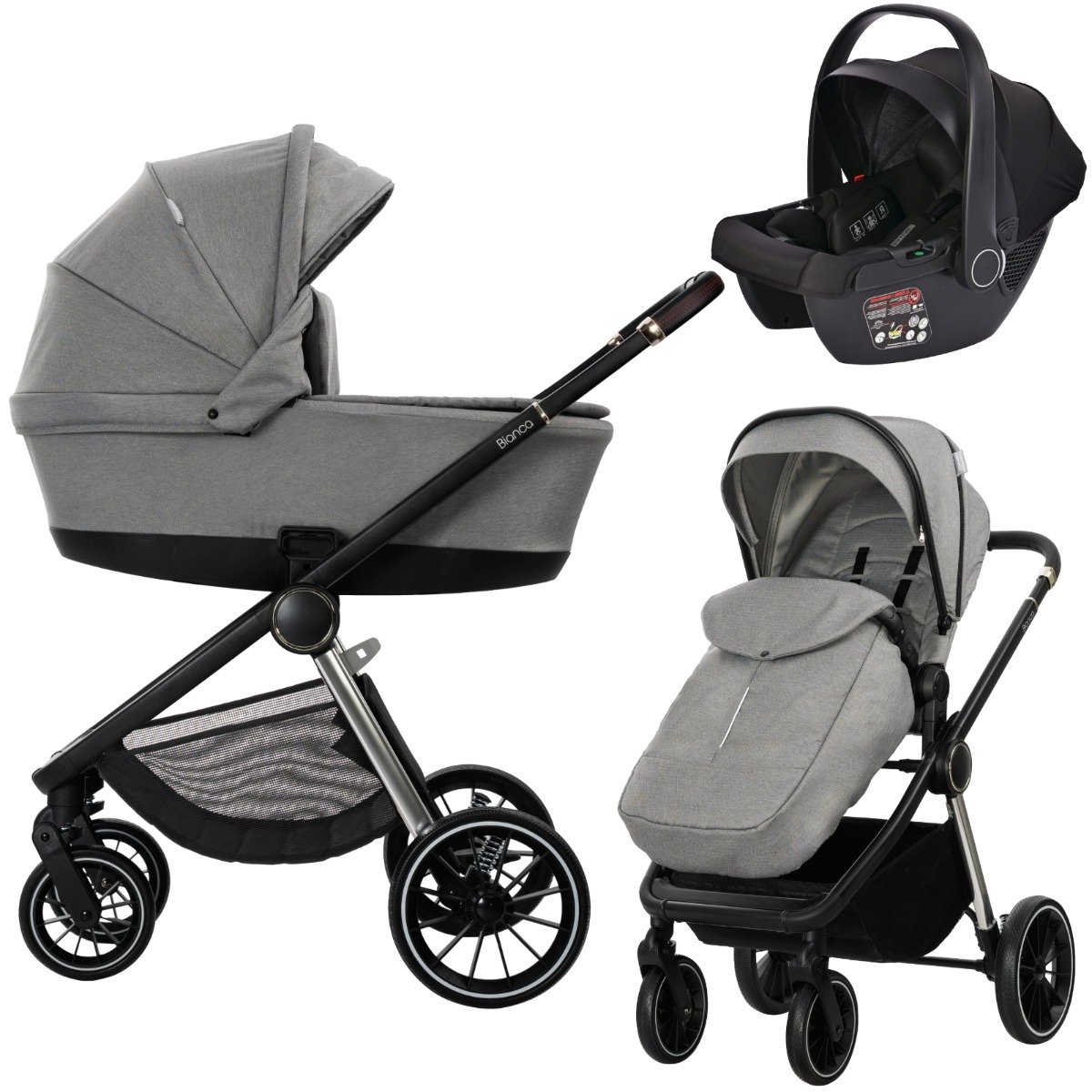 Lorelli Bianca Grey 3-in-1 Kinderwagen incl. i-Size Autostoel