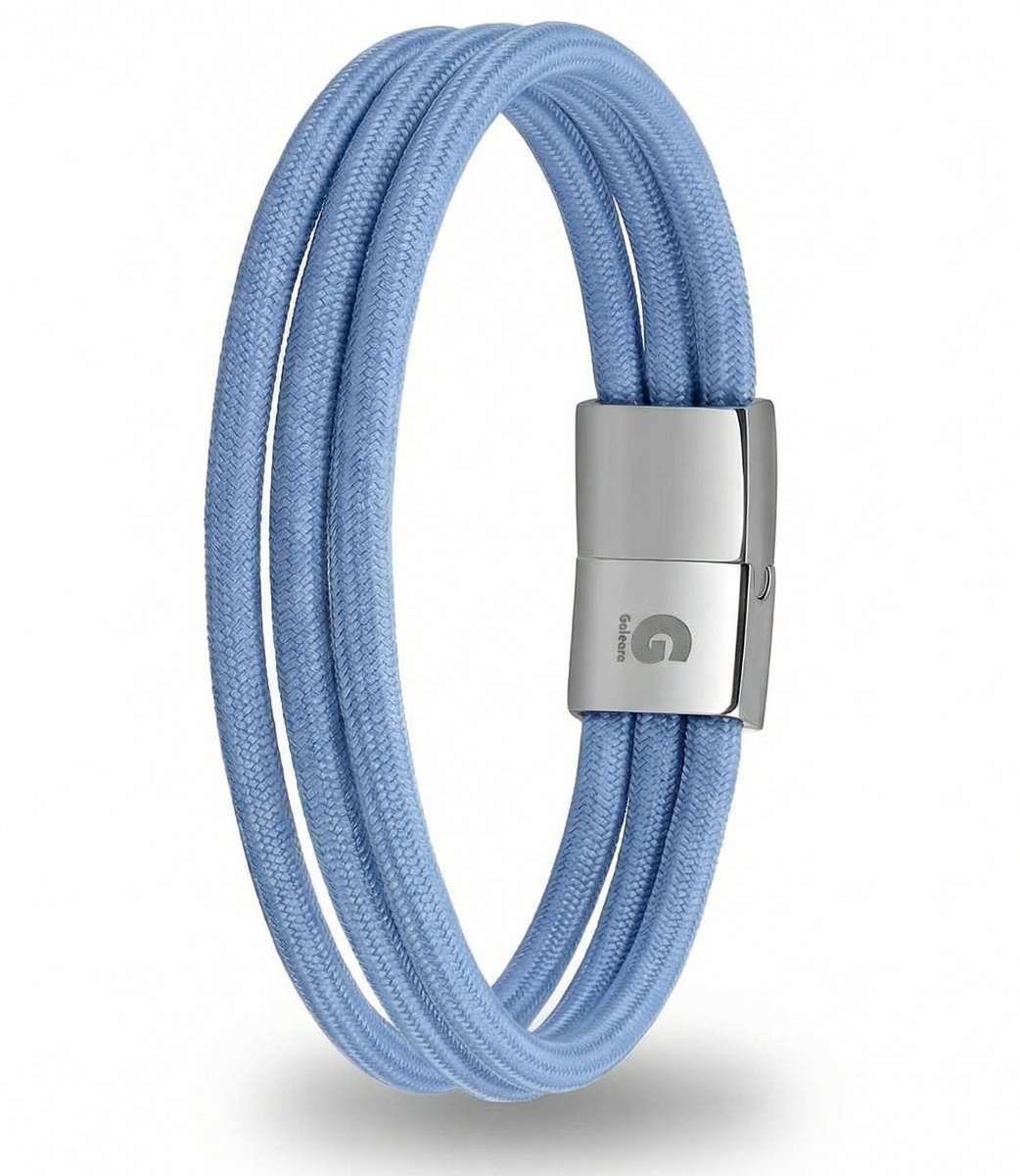 Touw Armbandje Dames 21.5cm Textiel Lichtblauw Maritime Nylon Galeara Design ZEUS